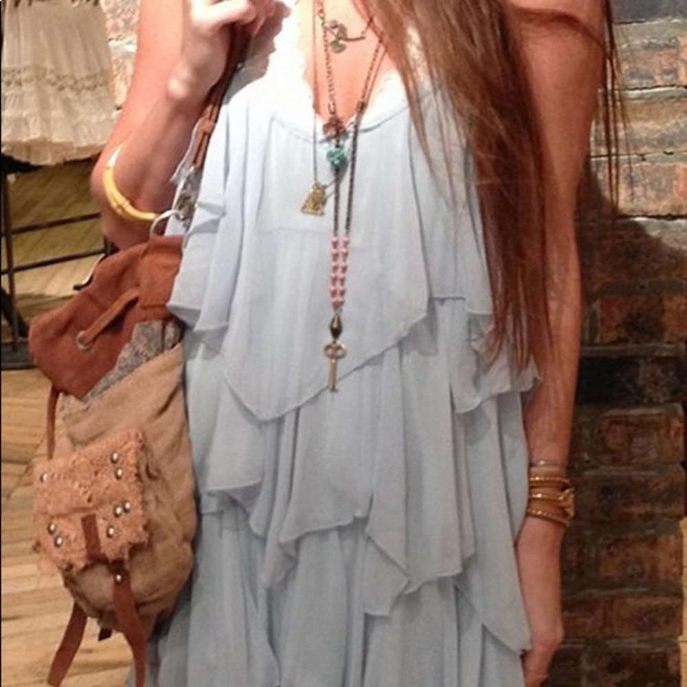 Free People Tunic Light blue ruffle